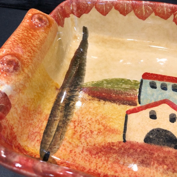 italica ars pottery Hand painted Tuscany lanscape marked Made In Italy - Picture 6 of 9